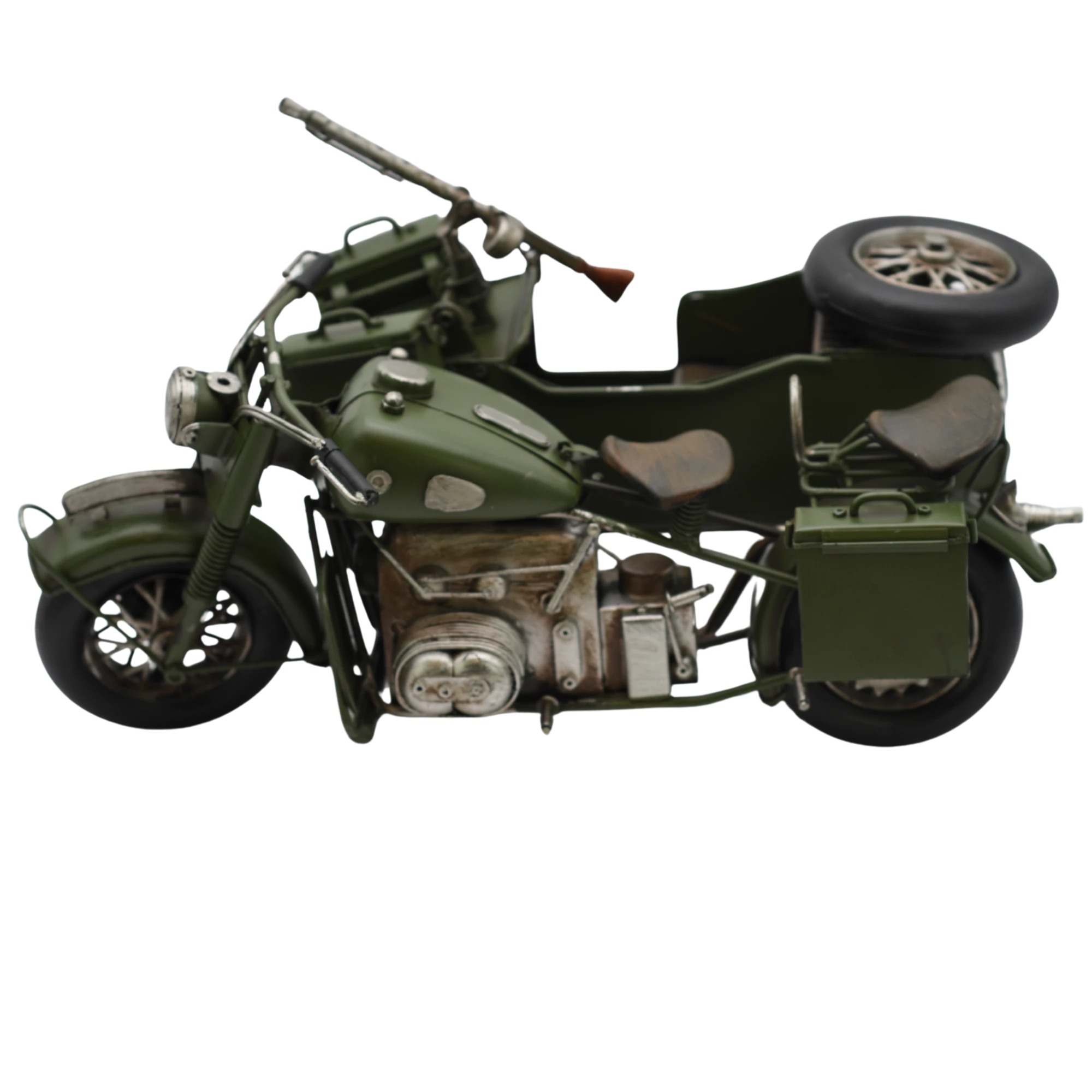 Miniaturmotorrad mit Beiwagen aus Zinn – Bild 6