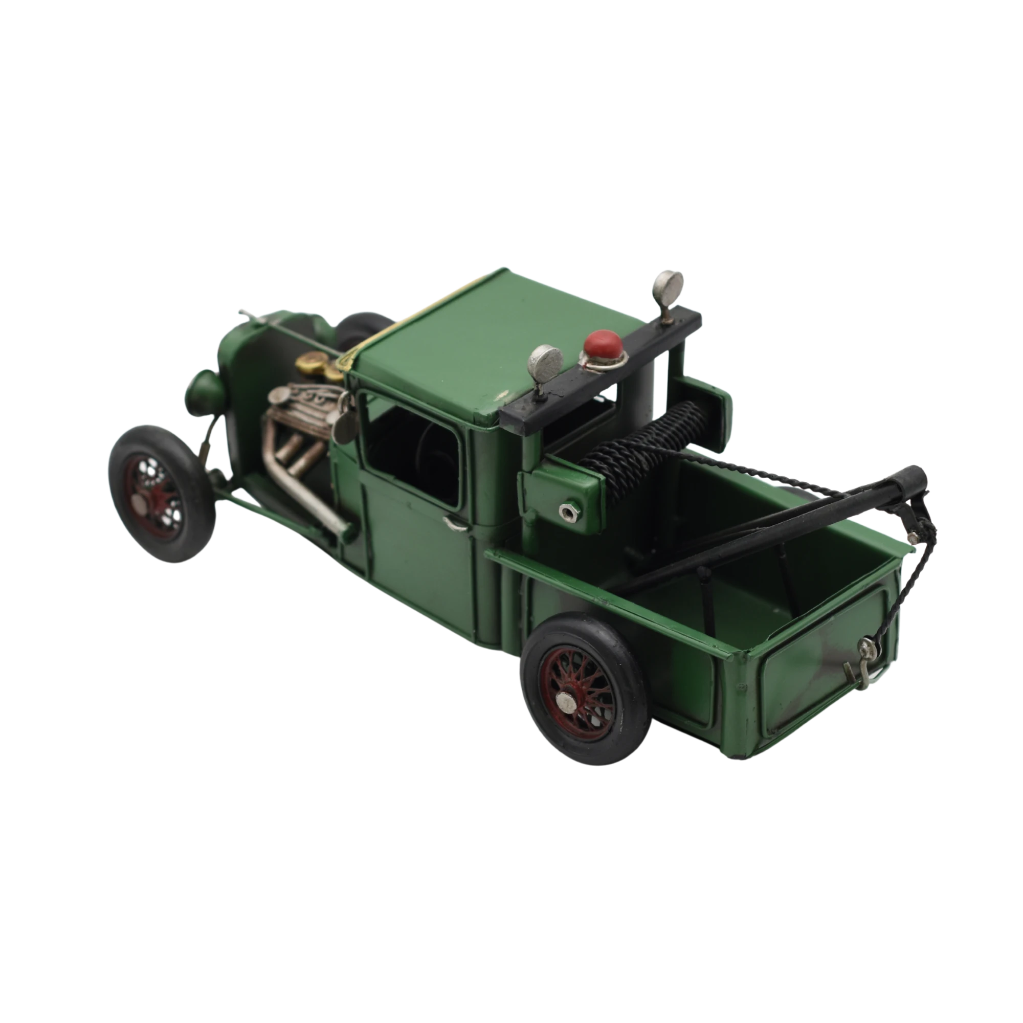 Miniaturmodel eines Hot-Rod-Abschleppwagens aus Zinn in Tannengrün – Bild 7