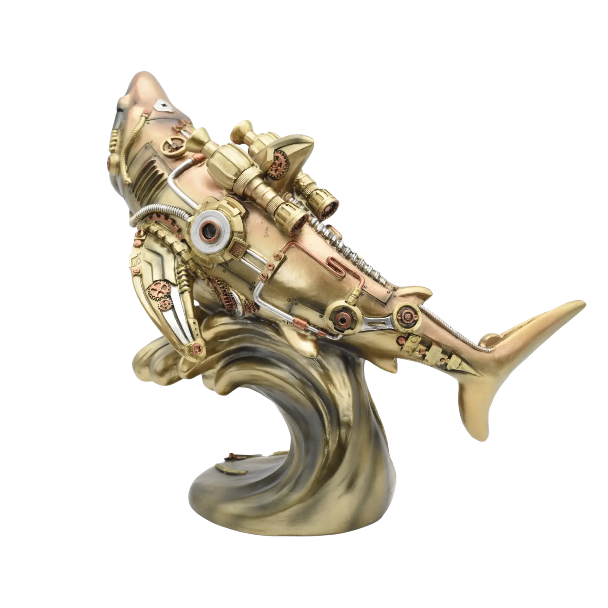 Steampunkhai aus Resin auf einer Welle – Bild 7