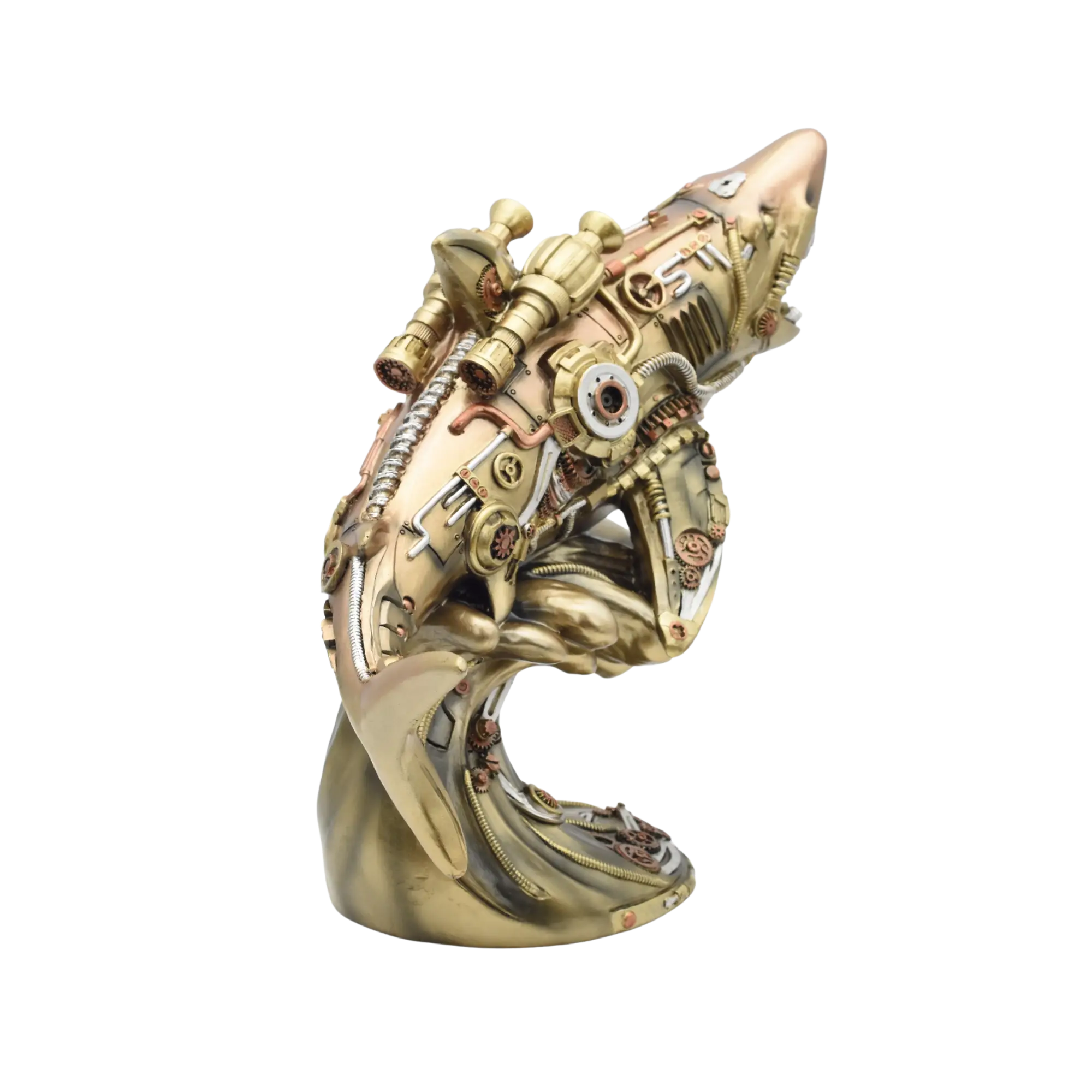 Steampunkhai aus Resin auf einer Welle – Bild 9