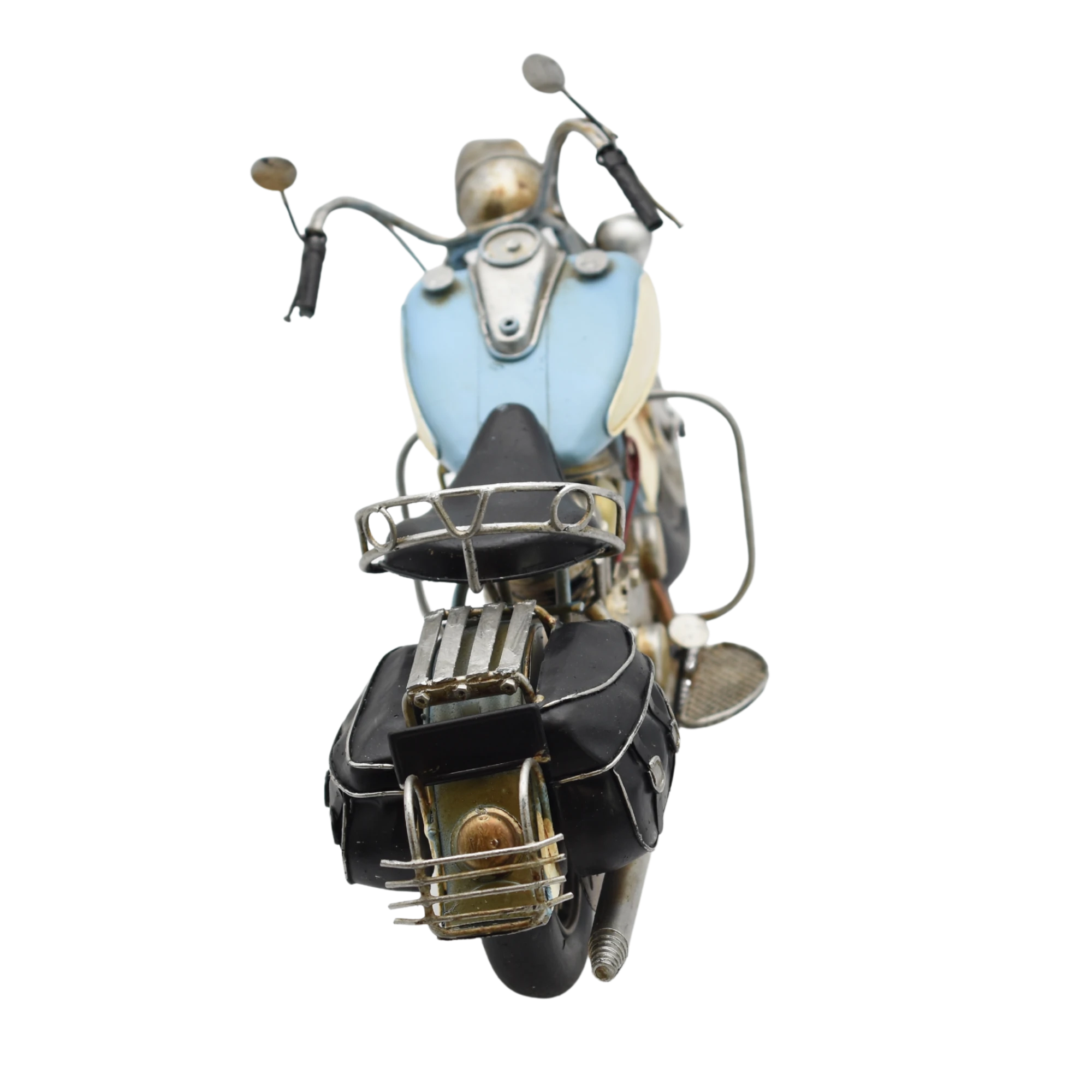 Miniaturmodel eines Motorrads aus Zinn aus den 1960er Jahren in Hellblau-Weiß – Bild 9